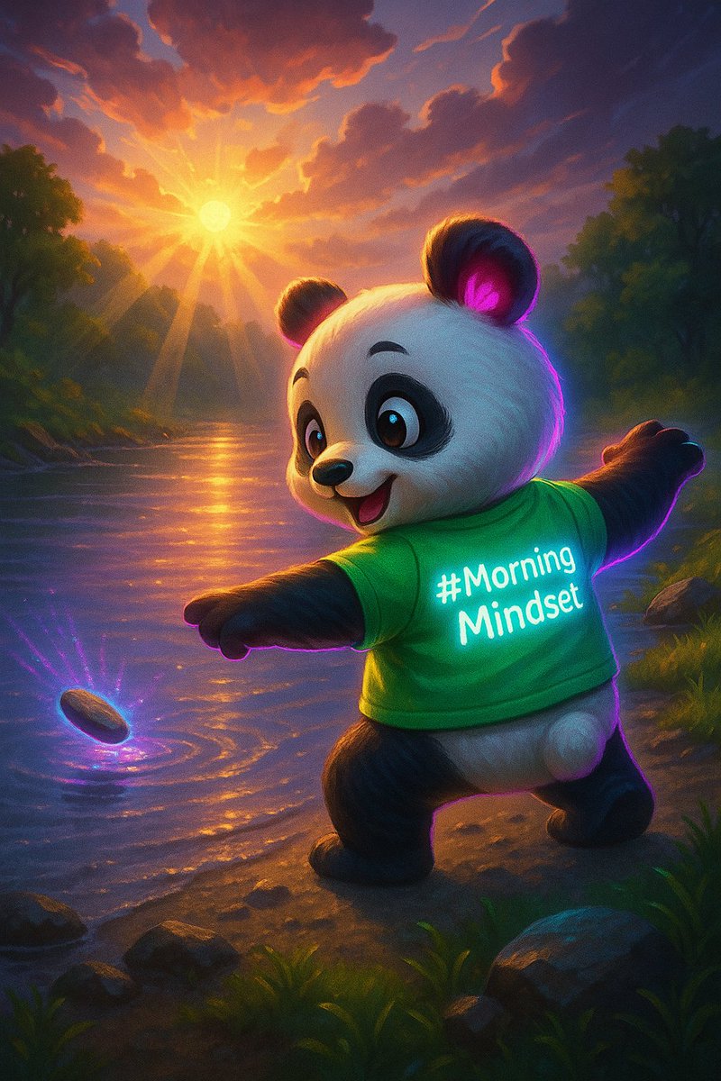 A_T_O_M_NFT's tweet photo. GM all!🌅
Skipping stones &amp; skipping doubts.
🐼 This panda didn’t hit snooze, he hit flow state.

Rock your #MorningMindset like a legend. Even if your aim’s a little off. 😅

#PandaMania #RiseAndGrind #Web3Vibes #DegensDoMornings https://t.co/lDdyB7Kj0E