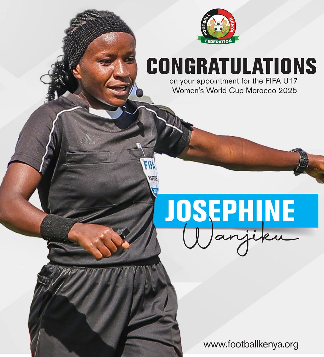 FIFA has appointed Kenya’s Josphine Wanjiku as an official for the U17 Women’s World Cup in Morocco.

Congrats!

#RadullKE