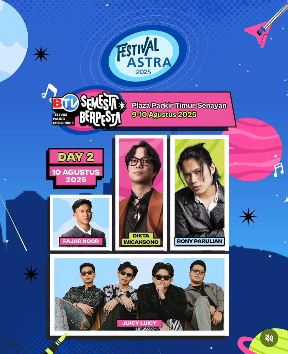 WTS Tiket BTV semesta berpesta
Plaza parkir timur senayan Jakarta 9 - 10 agustus

2 DAYPASS
Harga : 30k /tix  

Avail 4 tix

#wts #wtb #semestaberpesta #zonajajan #concert #zonauang dikta yura yunita pasming based wali juicy luicy fajar noor rony parulian