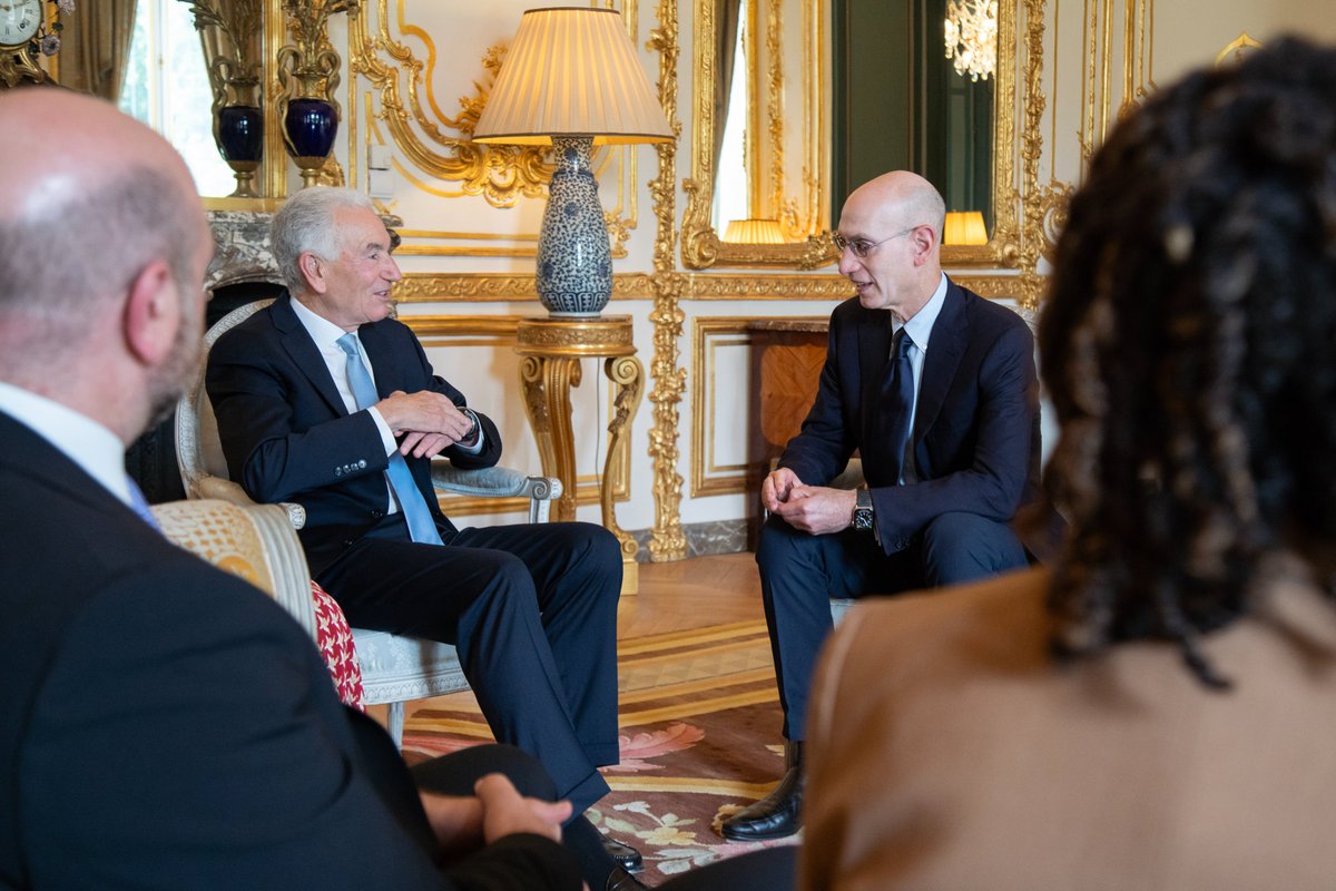 Great meeting with <a href="/NBA/">NBA</a> Commissioner Adam Silver yesterday. We discussed the NBA’s global impact and the power of sports diplomacy, the development of basketball leagues in France and Europe, and how American excellence continues to inspire worldwide.