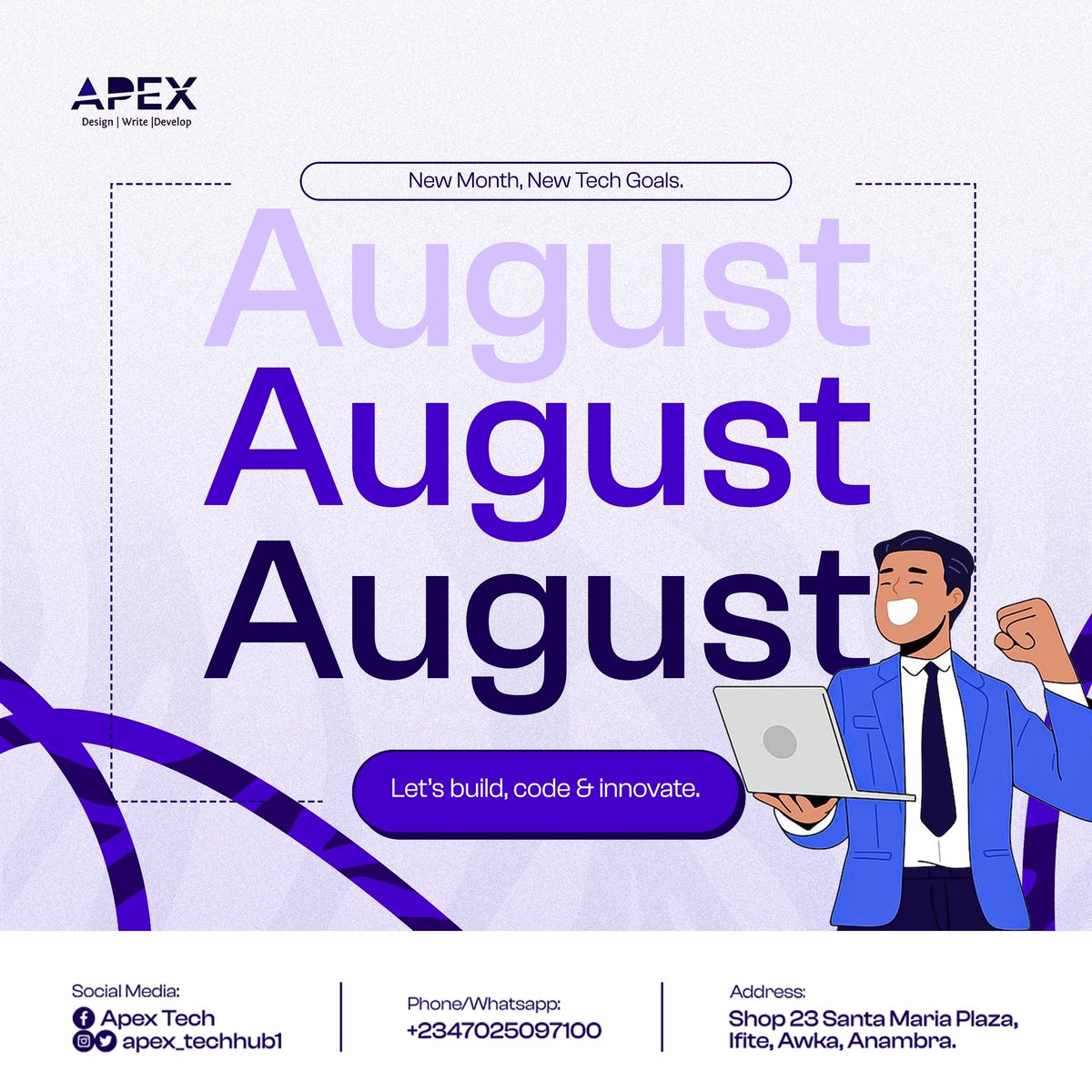 apextech_hub's tweet photo. Hello August!
This month, resolve to learn something that changes your life.
Every day is a chance to grow, build, and rise in your career.
Let's make it a month of purpose and progress! #apextechhub #techtok #techfyp #happynewmonth #helloaugust #trending https://t.co/SOcRlndkkD