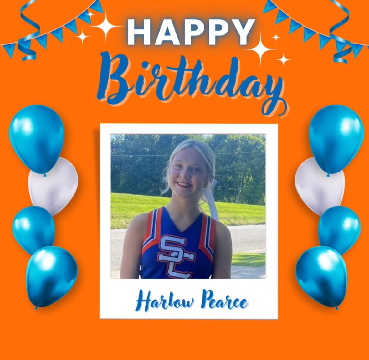 Happy birthday, sweet Harlow. Harlow is a freshman to sc this year, but like many others, we’ve been watching her grow up for years in the program! She’s a beast base and such a hard worker! Have the best day, Harlow! Glad we have choreo together tonight!