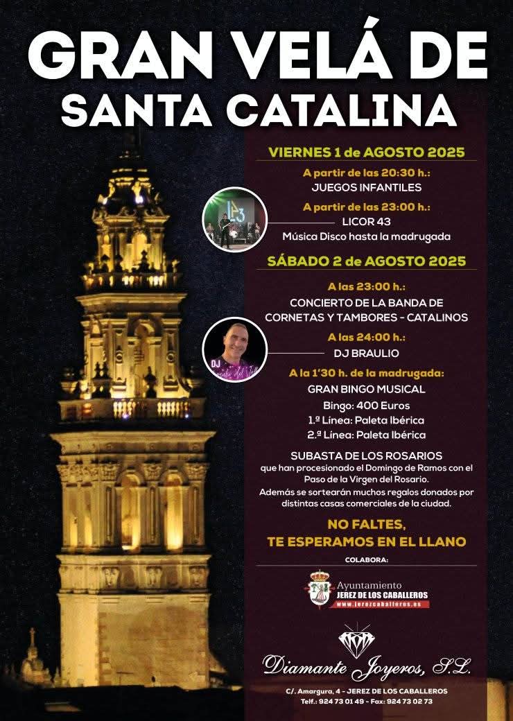 Cómo viene siendo habitual, mañana Sábado estaremos en la Velá de nuestro Barrio de Santa Catalina.

Os esperamos a partir de las 23:00H

#vidasentimientoypasion 📿