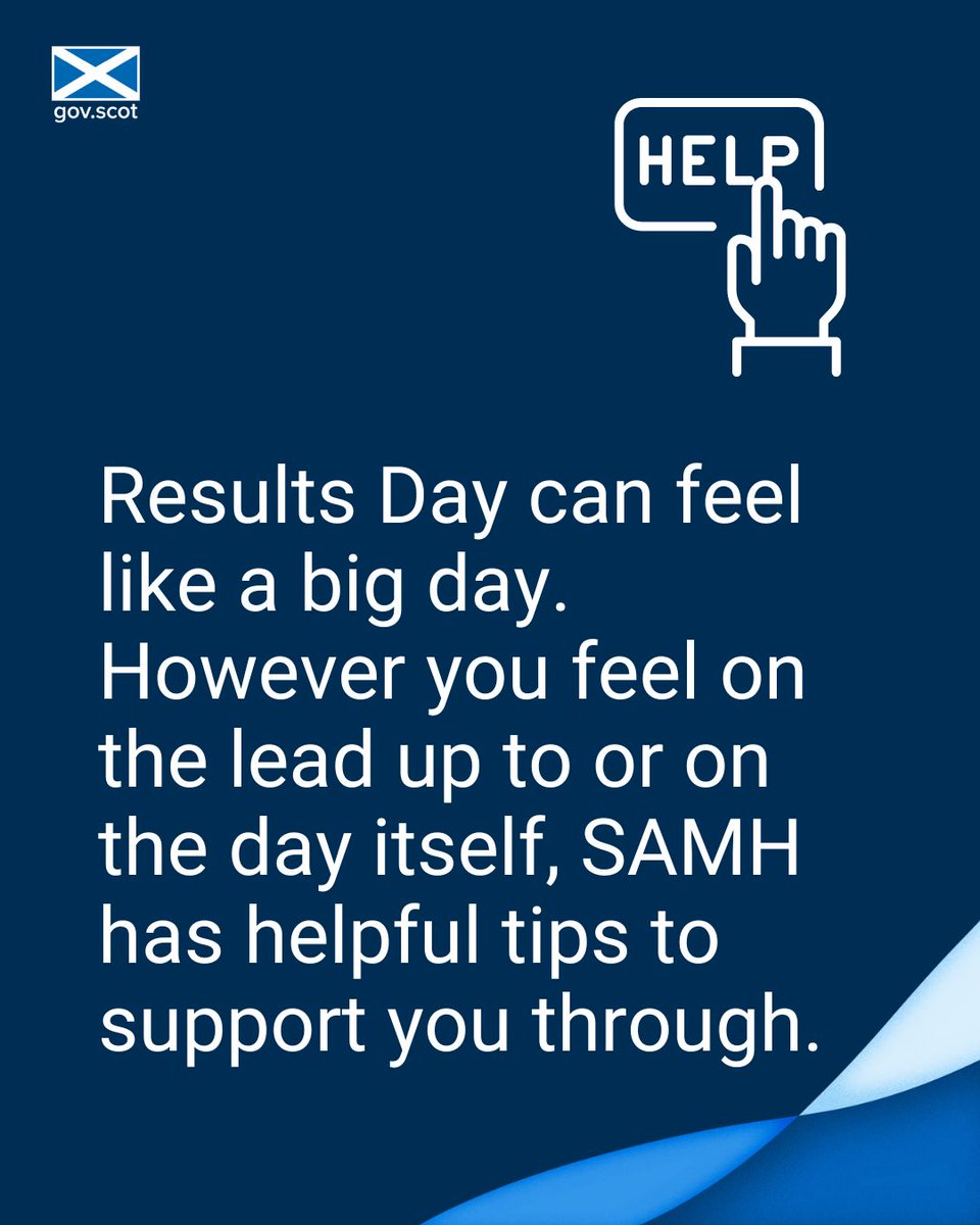 Waiting for your #SQAresults can feel like an anxious time. If you are feeling stressed or worried about what comes next, SAMH have shared useful tips to help. 

Read more ➡️ ow.ly/KA9q50WyA9Q
