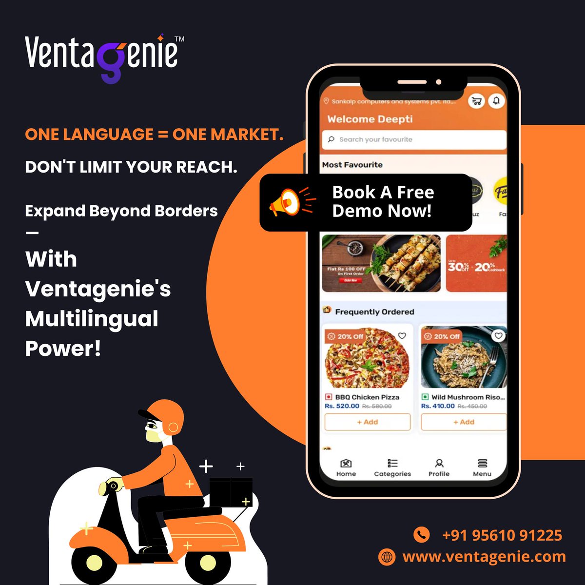 VentaGenie's tweet image. One Language = One Market. Why limit yourself?

Build multilingual delivery apps with Ventagenie and go global! 

Wider reach
 Better UX
Faster growth

Book your FREE demo: ventagenie.com
 +91 95610 91225
#MultilingualApp #GoGlobal #DeliverySolutions #Ventagenie