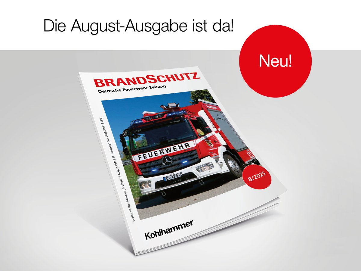 Die #BRANDSchutz-Ausgabe 8/2025 ist da! 
Die Beiträge gibt es auch einzeln unter kohlhammer-feuerwehr.de.
Viel Spaß beim #Lesen und #Fortbilden!
#Feuerwehr