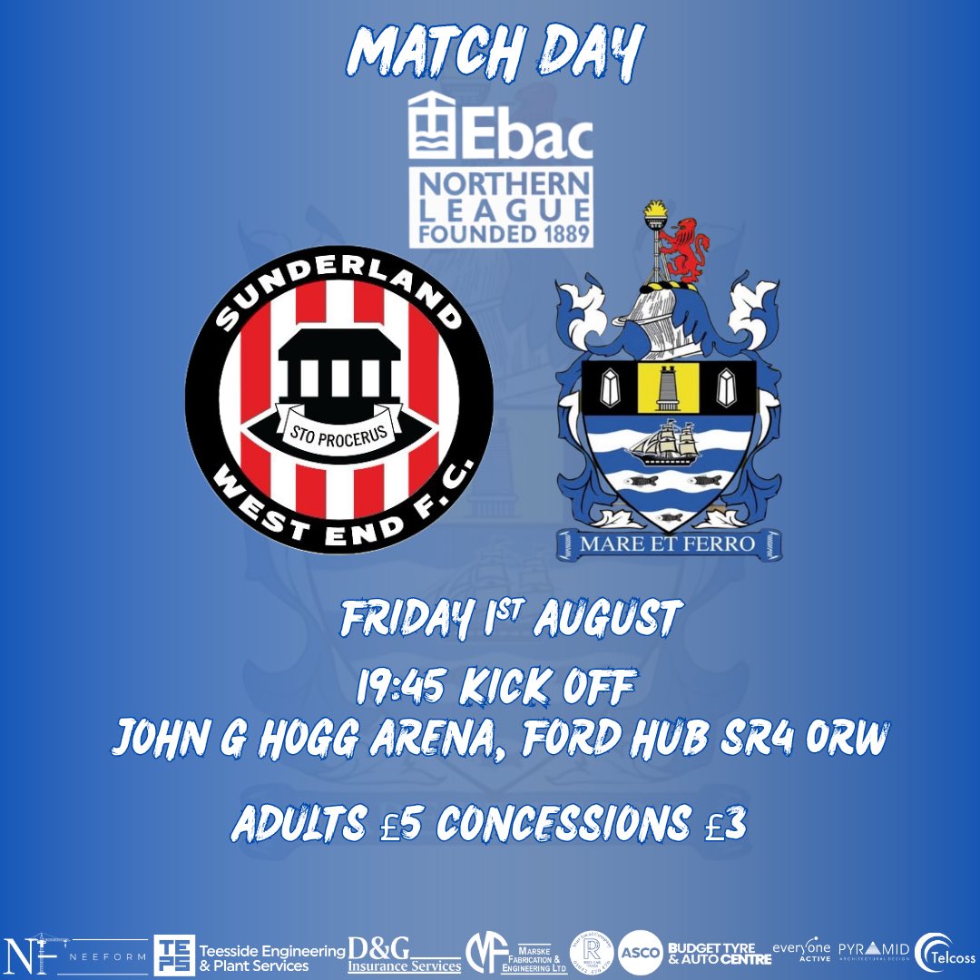 Redcar Town FC (@redcartownfc) on Twitter photo π΅βͺοΈ π΄π¨π»πͺπ― π«π¨π π΅βͺοΈ
Tonight we travel to <a href="/Westend_FC/">Sunderland West End FC</a> for our third Ebac Northern League game of the season and the first of three successive games against teams from Wearside.
West End have had an unlucky start to the season, they had a man sent off after only six π΅βͺοΈ π΄π¨π»πͺπ― π«π¨π π΅βͺοΈ
Tonight we travel to <a href="/Westend_FC/">Sunderland West End FC</a> for our third Ebac Northern League game of the season and the first of three successive games against teams from Wearside.
West End have had an unlucky start to the season, they had a man sent off after only six