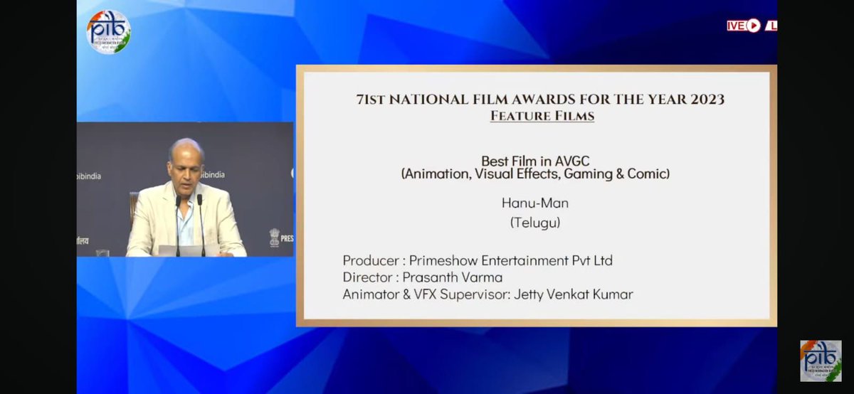 𝐕𝐚𝐦𝐬𝐢𝐒𝐡𝐞𝐤𝐚𝐫 (@ursvamsishekar) on Twitter photo The stunning VFX that made the whole nation witness divinity in motion ❤️🔥❤️🔥❤️🔥
#HanuMan awarded with the BEST FILM AWARD IN AVGC category at the 71st #NationalAwards 💥
Animator & VFX Supervisor : #JettyVenkatKumar
A <a href="/PrasanthVarma/">Prasanth Varma</a> film
🌟ing <a href="/tejasajja123/">Teja Sajja</a>
<a href="/Actor_Amritha/">Amritha</a> The stunning VFX that made the whole nation witness divinity in motion ❤️🔥❤️🔥❤️🔥
#HanuMan awarded with the BEST FILM AWARD IN AVGC category at the 71st #NationalAwards 💥
Animator & VFX Supervisor : #JettyVenkatKumar
A <a href="/PrasanthVarma/">Prasanth Varma</a> film
🌟ing <a href="/tejasajja123/">Teja Sajja</a>
<a href="/Actor_Amritha/">Amritha</a>