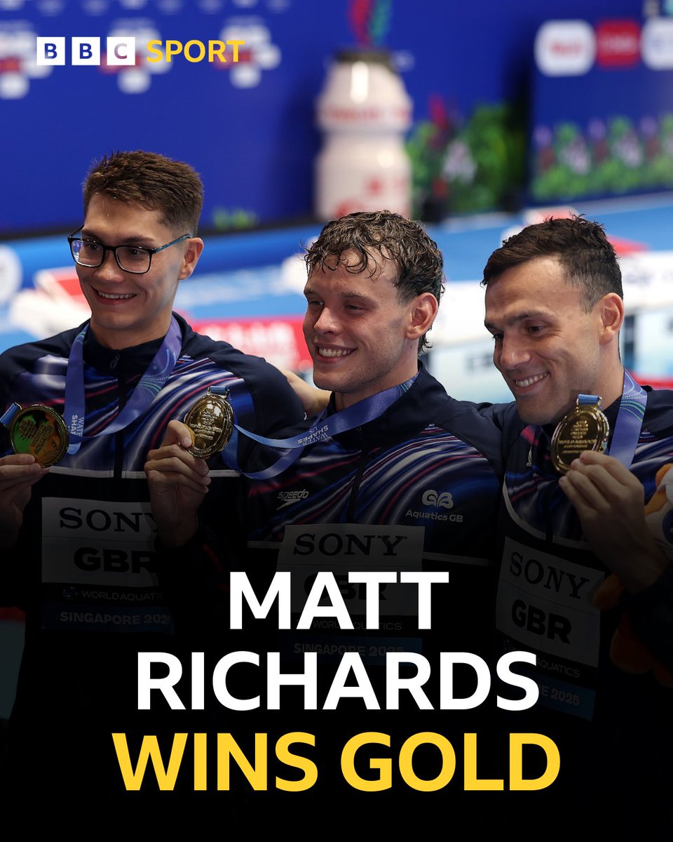 Matt Richards takes the win at the World Championships as part of the men’s 4x200m freestyle relay 🥇