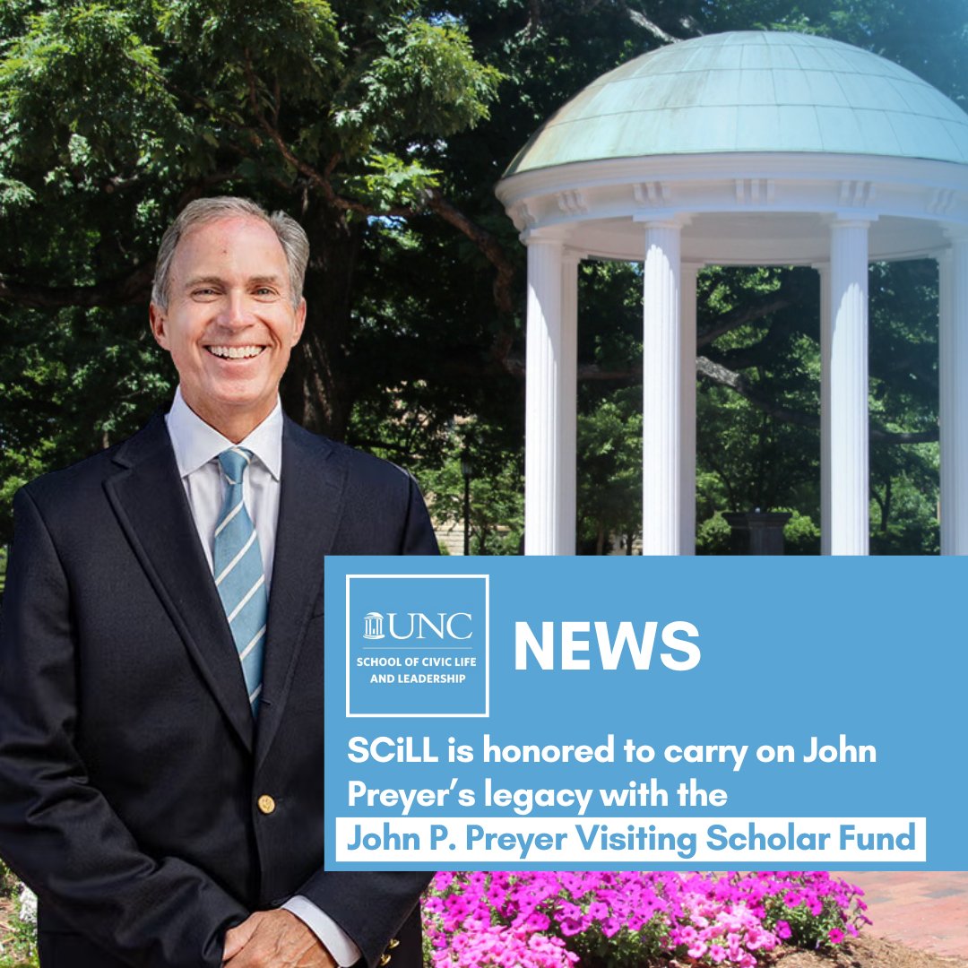 UNCSCILL's tweet image. We are honored to carry on the legacy of John Preyer at UNC SCiLL! His advocacy for open dialogue on controversial topics mirrors the values at the heart of our school.

giving.unc.edu/2025/07/new-fu…
