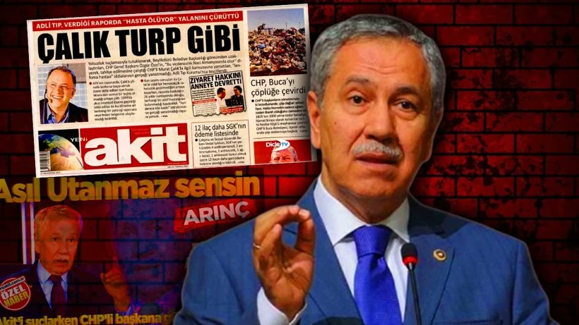 🔴Murat Çalık için ‘Turp gibi’ haberi yapmıştı

📌Bülent Arınç, Yeni Akit’e sert sözlerle tepki gösterdi

🗣️"Bir utanmaz gazete var. Ahlaktan, edepten yoksun bir gazete. Gözlerini hırs bürümüş. Manşet üstünde bir başlık atmış. Buradan söyleyeyim. Murat Çalık turp gibi falan