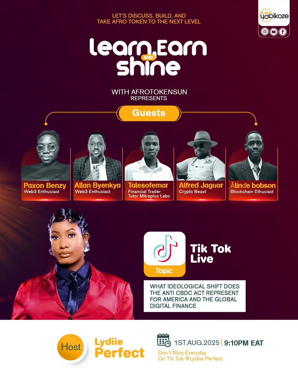 Let’s break it down today discussing CBDCs and $AFRO Token live on TikTok
#Afrotoken 
@IviabiFesto