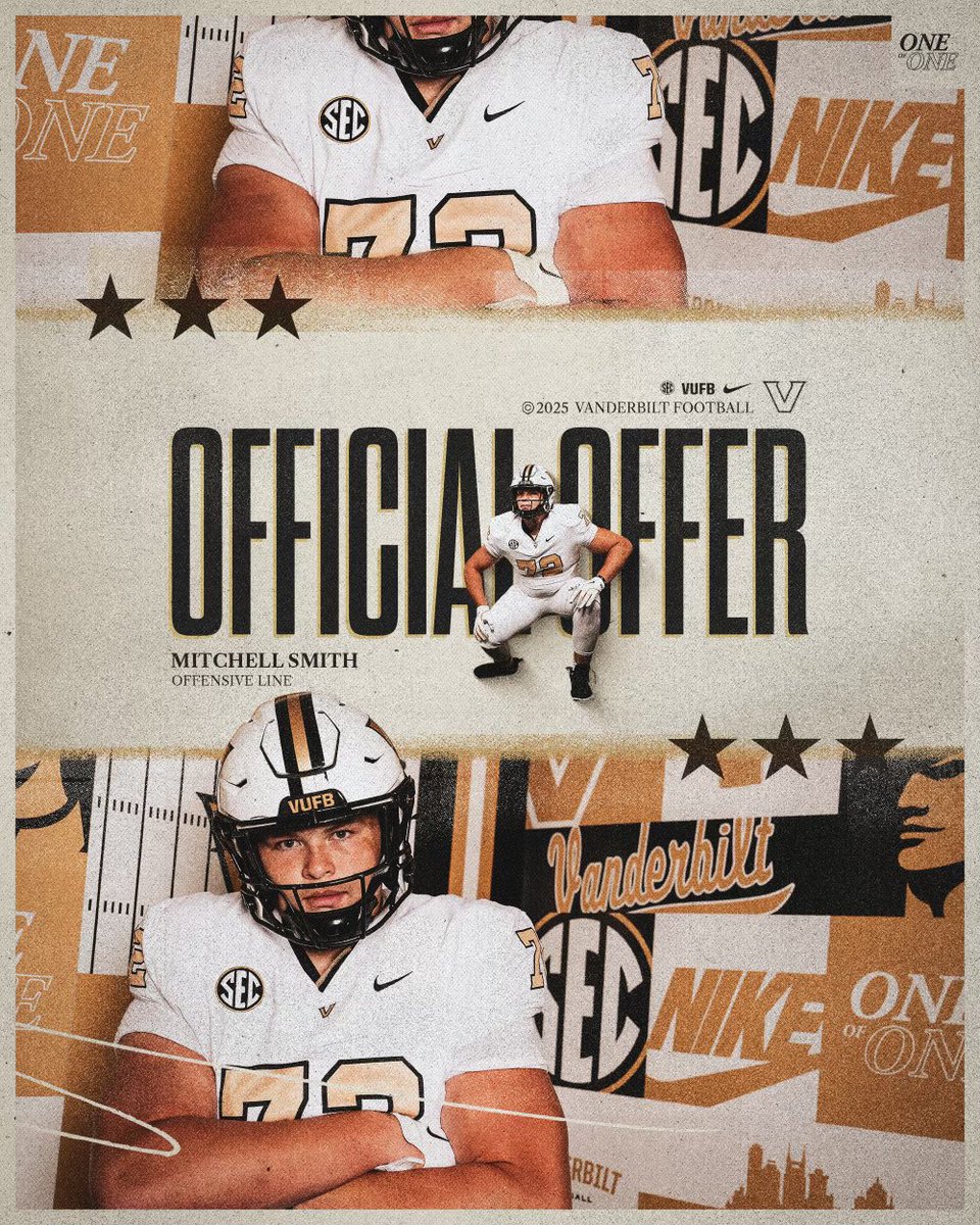 Blessed to receive my official offer from <a href="/Coach_Lea/">Clark Lea</a> at <a href="/VandyFootball/">#14 Vanderbilt Football</a>. Anchor Down ⚓️ #LockedIn!!!! <a href="/FBCoachK/">Chris Klenakis</a> <a href="/Coach_Nady/">Jeff Nady</a> <a href="/TimBeckFB/">Tim Beck</a> <a href="/LawrencHopkins/">Lawrence Hopkins</a> @StognerCody 
<a href="/NickyV05/">Nik Valdiserri</a>