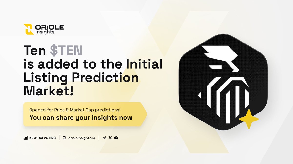 Oriole Insights (@orioleinsights) on Twitter photo ๐ก @Tenprotocol $TEN is added to the Initial Listing Prediction Market on <a href="/OrioleInsights/">Oriole Insights</a>!
๐ About #Ten
Ten is an encrypted #EVM Layer 2 that brings privacy, scalability, and low fees to @Ethereum. It uses encrypted mempools and Proof of Block Inclusion (POBI) to reduce MEV and ๐ก @Tenprotocol $TEN is added to the Initial Listing Prediction Market on <a href="/OrioleInsights/">Oriole Insights</a>!
๐ About #Ten
Ten is an encrypted #EVM Layer 2 that brings privacy, scalability, and low fees to @Ethereum. It uses encrypted mempools and Proof of Block Inclusion (POBI) to reduce MEV and