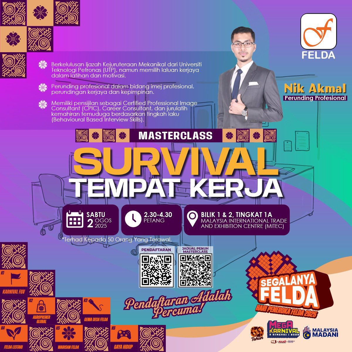Bagi nak join masterclass ni boleh dah register sekarang, percuma je rugi buat2 tak nampak gaiss. Haa jom!

#MK3D2025 #DesakuMendunia #SupportLocal