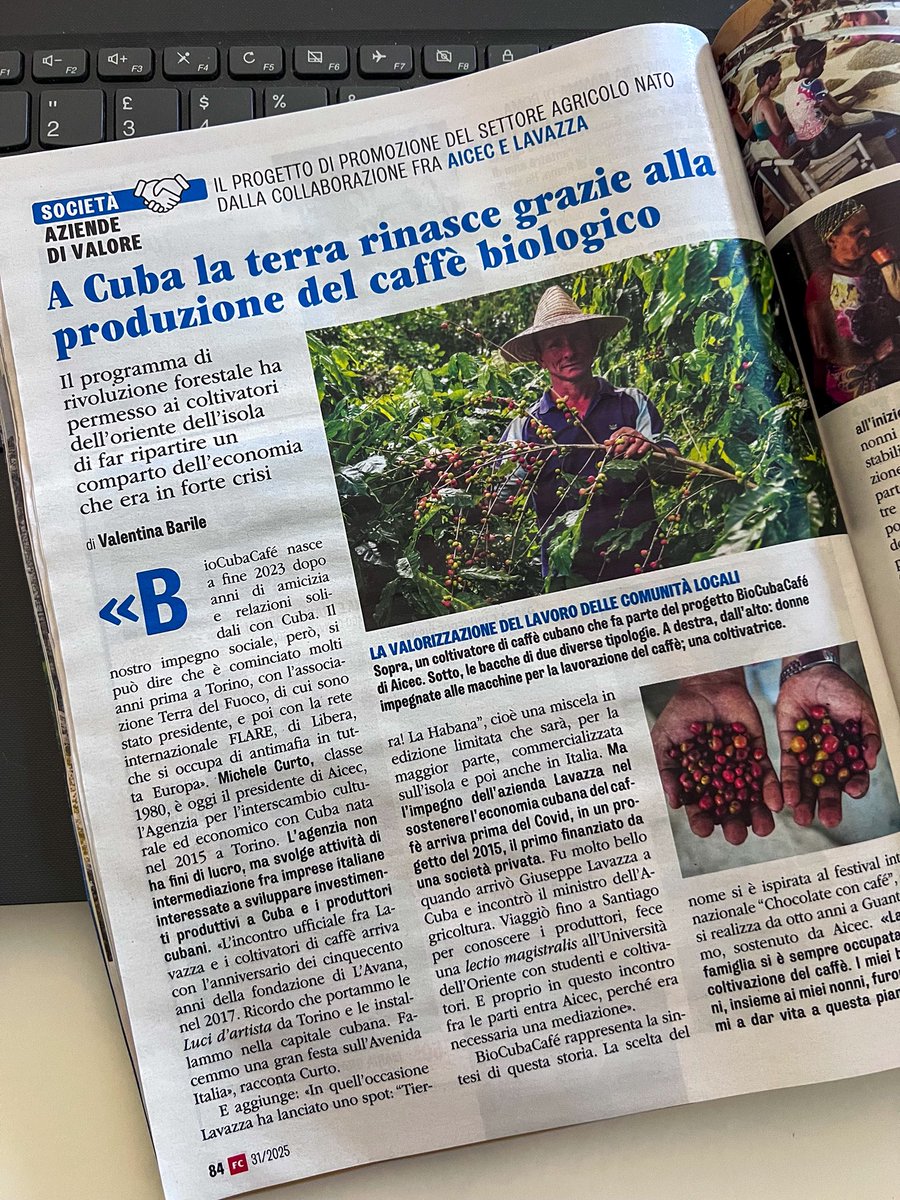 Sul n. 31 di Famiglia Cristiana, in edicola questa settimana (pp. 84-85), parlo di Biocubacafé, il progetto di rivoluzione forestale messo in campo da <a href="/CubaAicec/">AicecCuba</a> che vede la collaborazione fra i produttori cubani e <a href="/lavazza/">Lavazza</a>. 

📷 David Estrada
<a href="/MirtaGranda/">Mirta Granda Averhoff</a> <a href="/CubaMINREX/">Cancillería de Cuba</a>