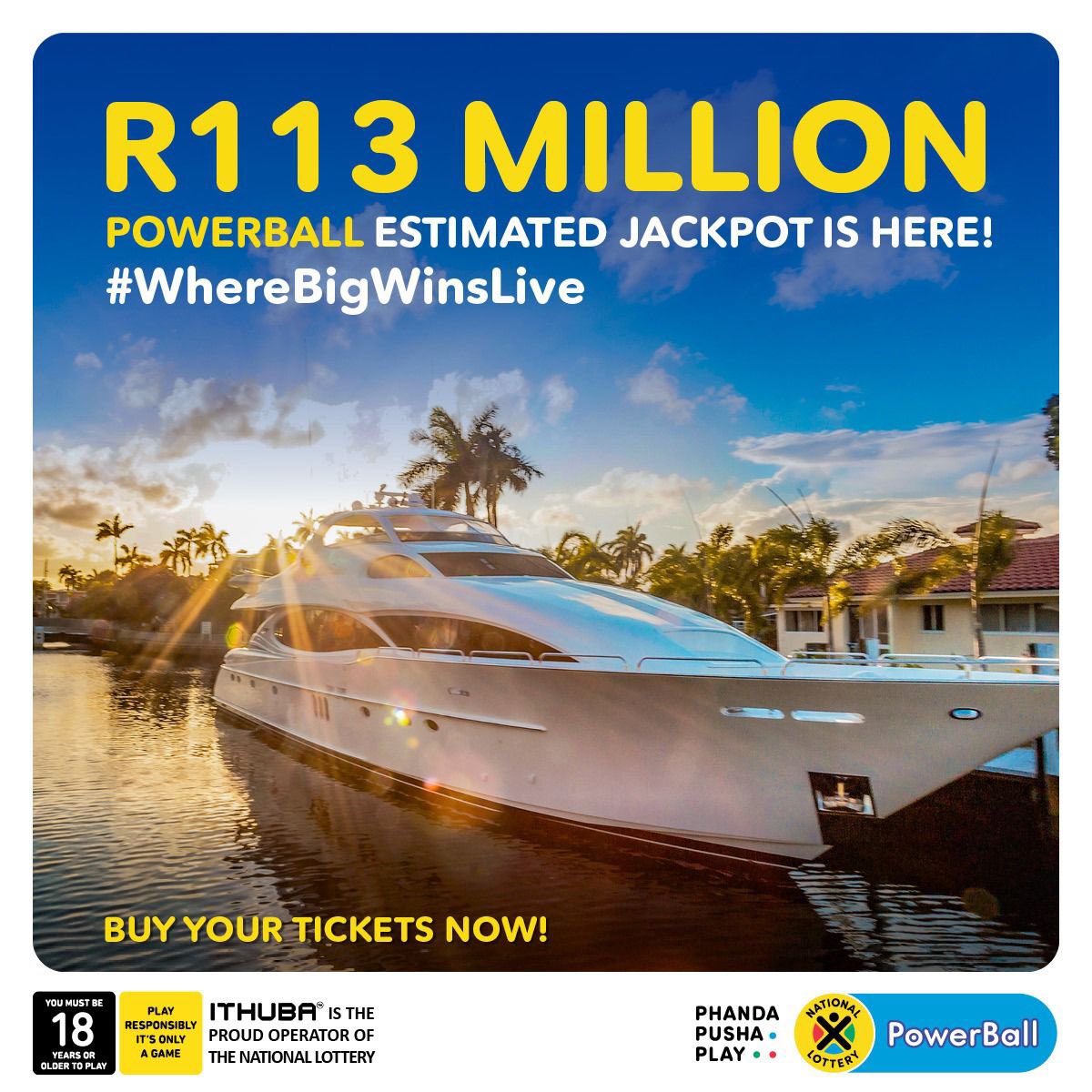 R113 MILLION is calling your name… but time’s ticking! ⏰

Will you answer or let someone else live your dream?

🎟️ BUY your tickets NOW:👇🏽
🛒 In-store
🌐 nationallottery.co.za
📱 App / Cellphone banking / *120*7529# USSD)
#WhereBigWinsLive #R113Million #ad