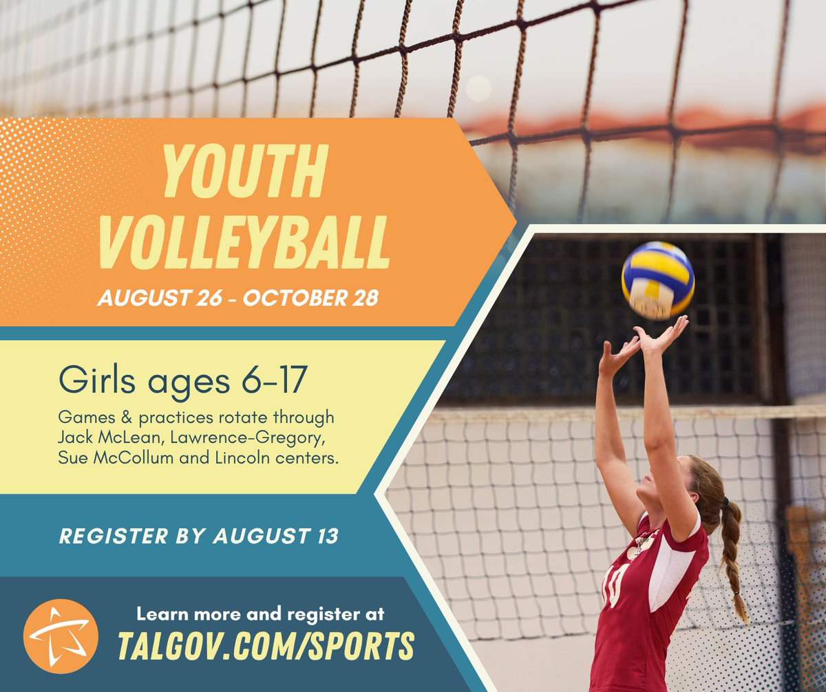 Serve up some fun – register your daughter for volleyball today! Volleyball is available for girls ages 6-17, and registration closes Aug. 13! Find more details and sign up today at bit.ly/3yxIklE 🏐
