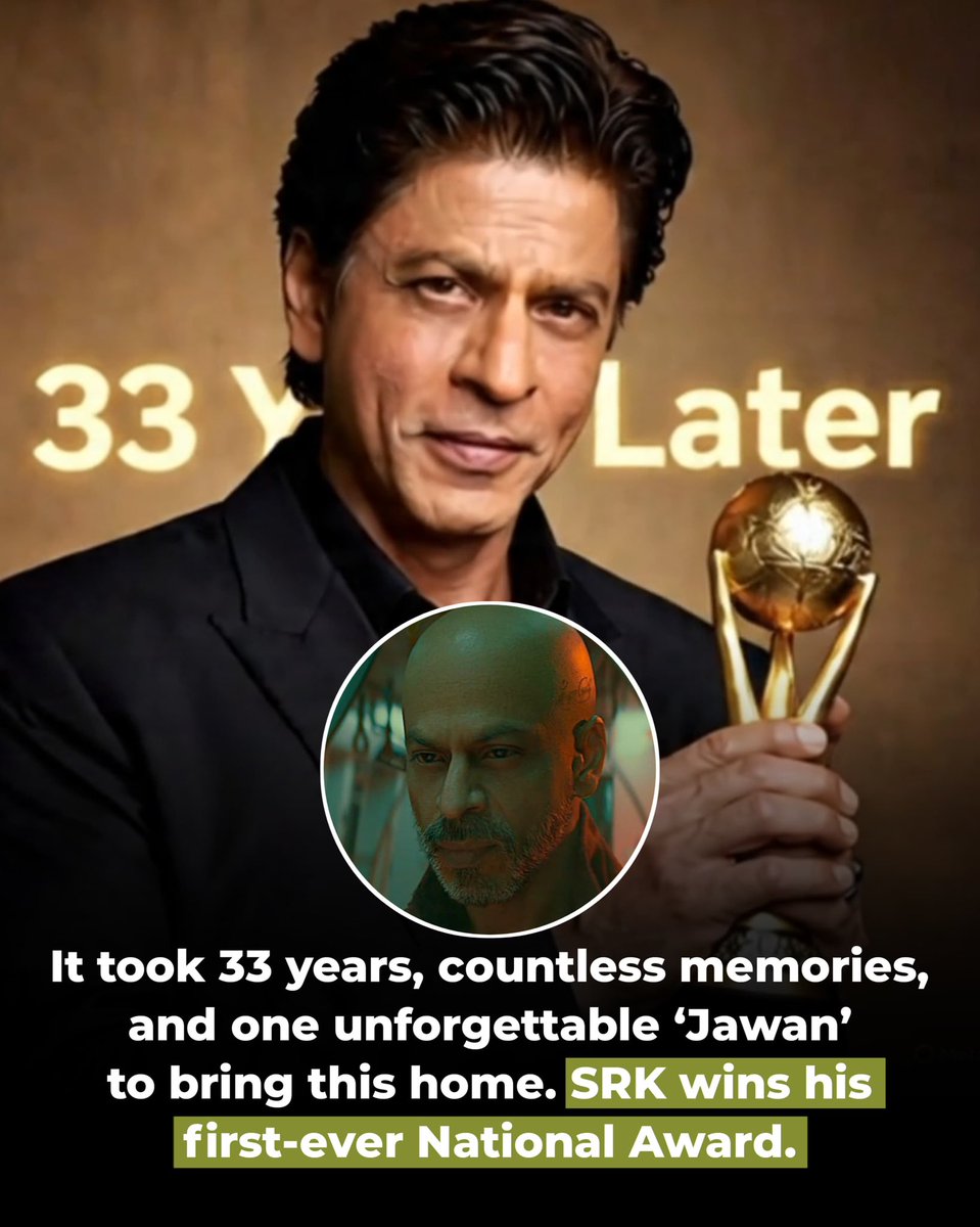 Srk_bangalore's tweet photo. Millions of hearts won.
One unforgettable Jawan.
And finally… his first National Award.
King Khan didn’t need validation — but this one feels special. 🥹👑

@iamsrk 

#SRK #NationalFilmAwards #Jawan https://t.co/txaRy5Wshc