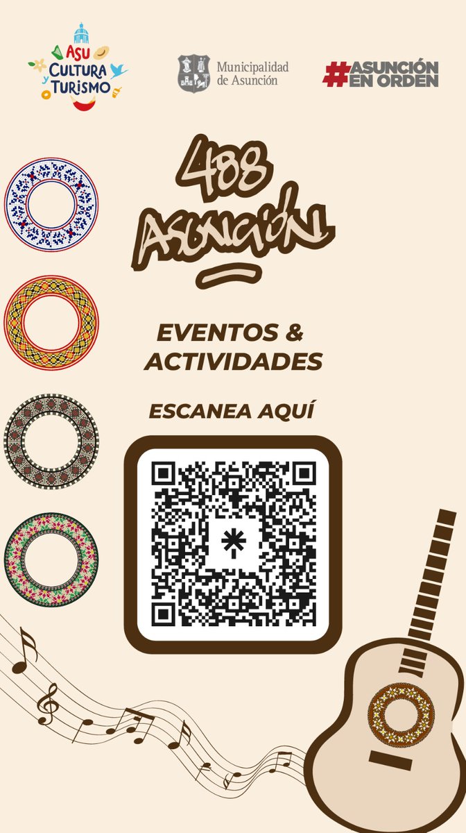 🎉 ¡Agosto llega cargado de celebraciones, arte y cultura por el aniversario de nuestra ciudad! 🏙️
📲 Escaneá nuestro QR cada tanto para mantenerte al día con las actualizaciones y no perderte nada.
¡Viví #Asu488 con nosotros! 💙

#AgendaCultural #AniversarioAsunción