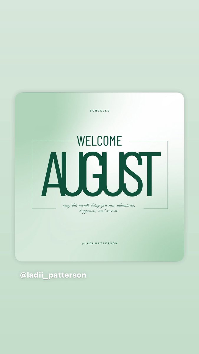 LadiiPatterson's tweet image. Welcome August 💚
#authorladiipatterson
#ladiitheauthor
#authorscommunity
#whosthatladii
#ladiipatterson
#adventure
#happiness
#success
#letsgo