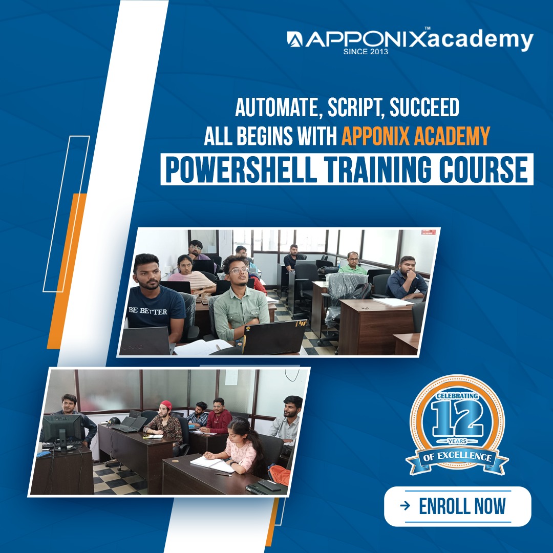 apponix's tweet image. 💻 Ready to automate your career success?
🎯 Join the PowerShell Training Course at Apponix Academy – where scripting meets success 🚀
📍 Limited seats available
🔗 ENROLL NOW 👉 apponix.com
#ApponixAcademy #PowerShellTraining #AutomationSkills #ScriptingCourse