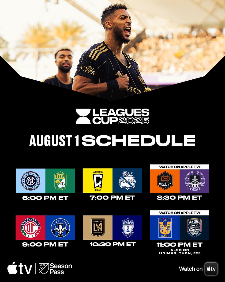 Friday night plans courtesy of <a href="/LeaguesCup/">Leagues Cup</a>. 🏟️

Watch with #MLSSeasonPass: apple.co/MLS