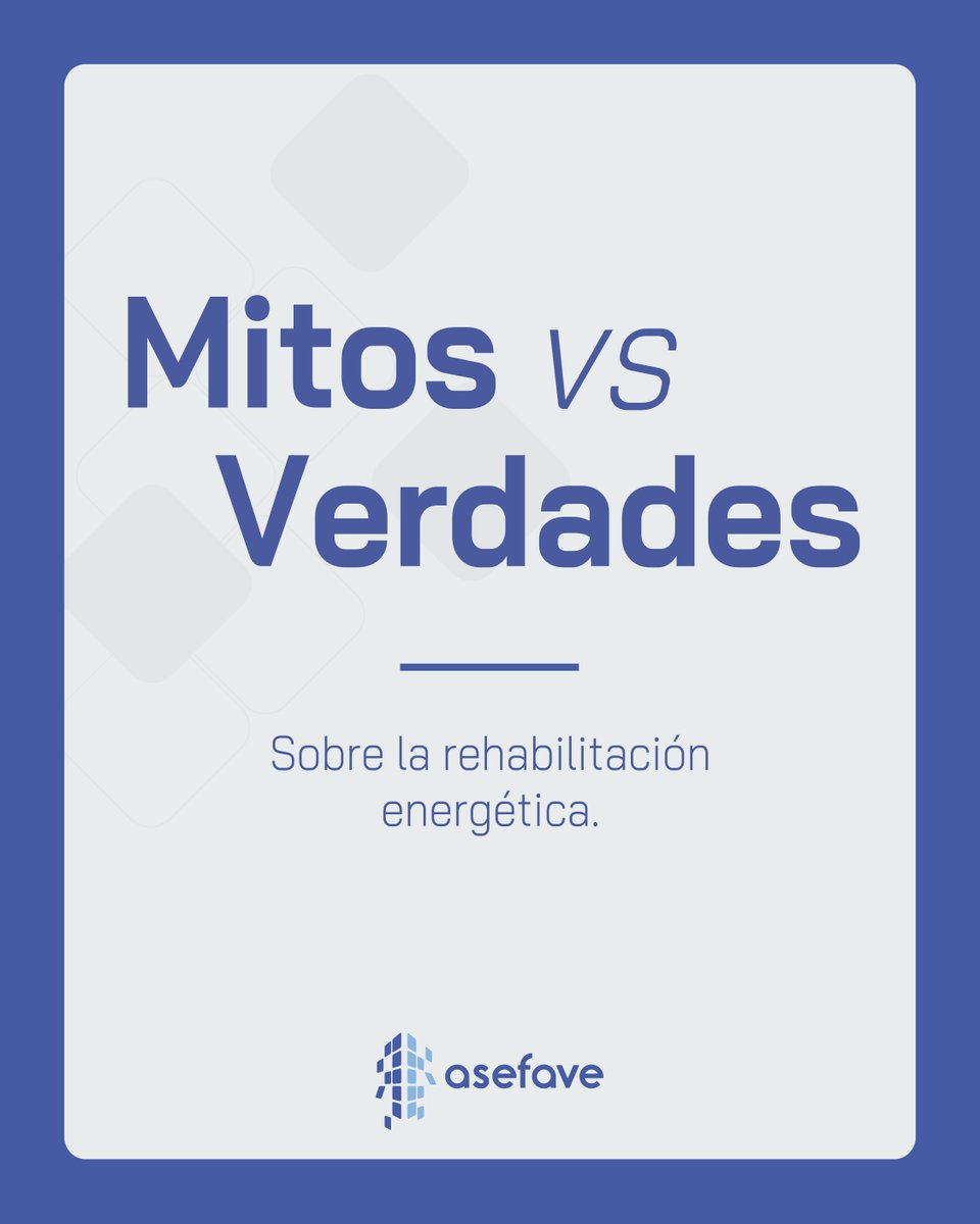 CongresoAsefave's tweet photo. Actualmente hay muchos mitos en torno a la rehabilitación energética. Por eso hoy te queremos desmontar algunos de los más comunes: 

📆 13-14 noviembre 2025
📍Estadio Riyadh Air Metropolitano
🔗 Más información en 👉 https://t.co/GHoaYpqNv0 https://t.co/r34K2gBSmj