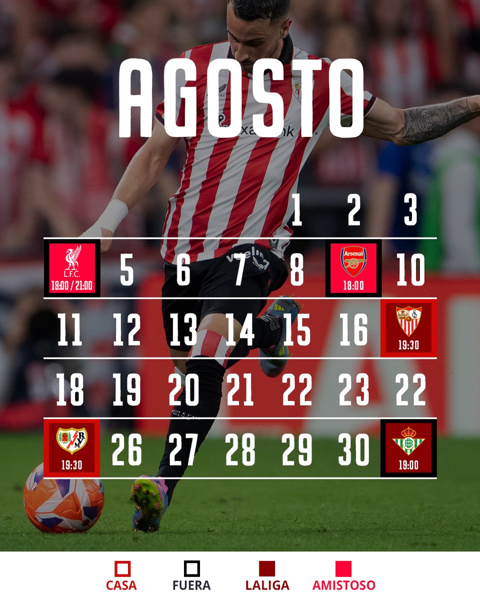 🗓️ ¡Afrontamos la recta final de la pretemporada!

🔜 <a href="/LaLiga/">LALIGA</a> 2025/26 ⌛️

#AthleticClub 🦁