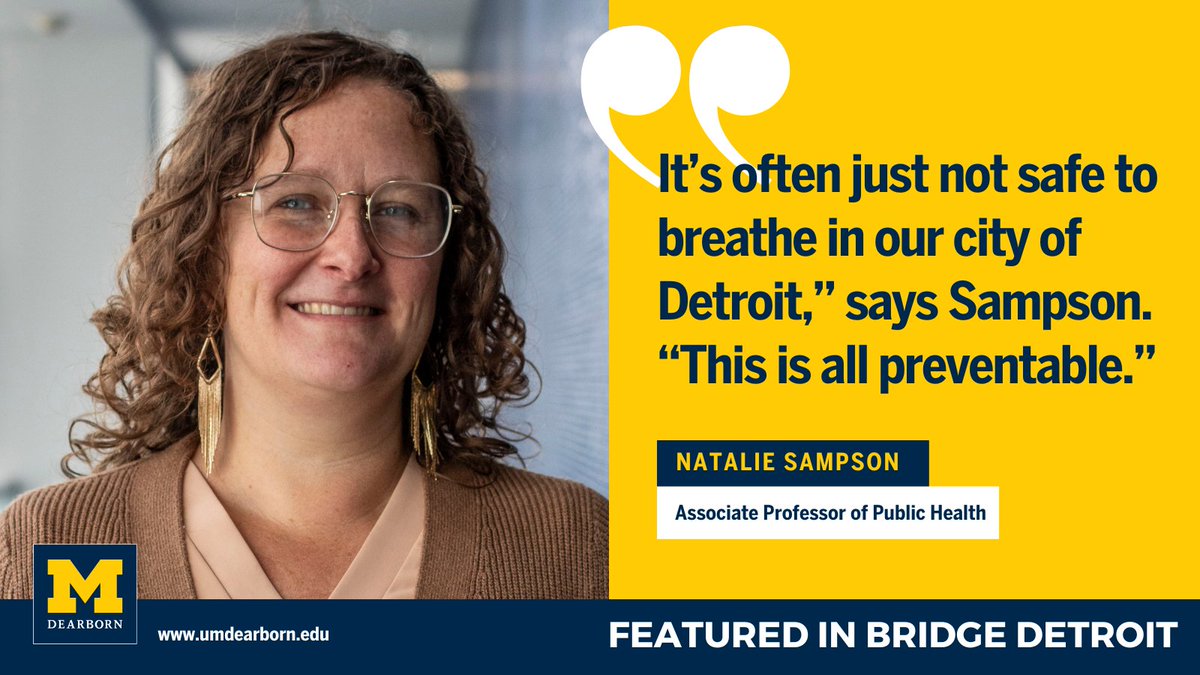 UM-Dearborn (@um_dearborn) on Twitter photo A proposed Detroit City Council ordinance to divert commercial truck traffic away from neighborhoods is much needed, Associate Professor of Public Health Natalie Sampson told Bridge Detroit. Find out more: myumi.ch/mRX5J A proposed Detroit City Council ordinance to divert commercial truck traffic away from neighborhoods is much needed, Associate Professor of Public Health Natalie Sampson told Bridge Detroit. Find out more: myumi.ch/mRX5J