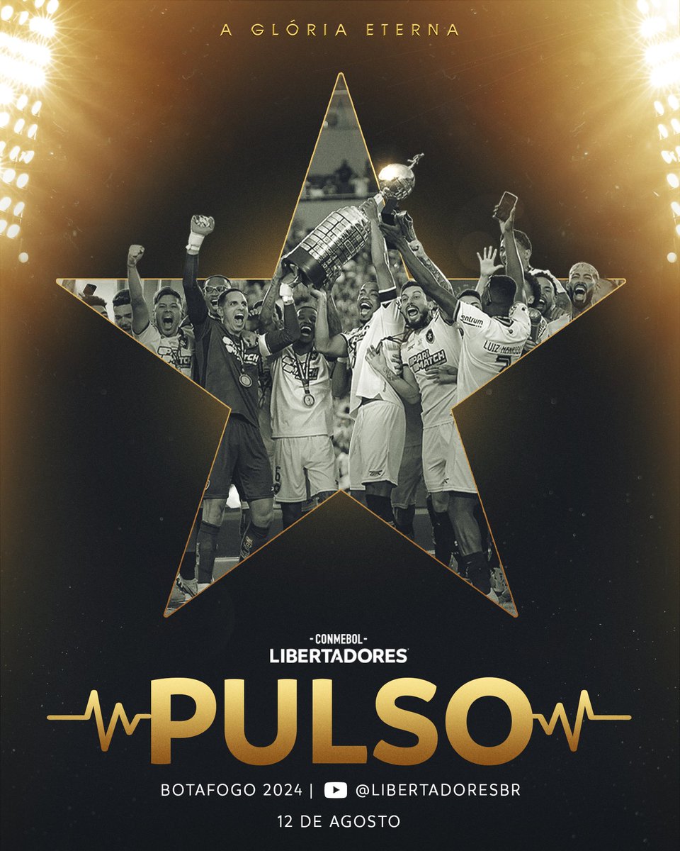 CONMEBOL Libertadores (@libertadoresbr) on Twitter photo 🎬🔥 É tempo de <a href="/Botafogo/">Botafogo F.R.</a>. É tempo de reviver a #GloriaEterna. A CONMEBOL lança um novo filme sobre a conquista histórica do clube alvinegro. Vem aí "CONMEBOL Libertadores Pulso: Botafogo 2024".
⭐️ A estreia do produto está prevista para 12 de agosto, aniversário do futebol 🎬🔥 É tempo de <a href="/Botafogo/">Botafogo F.R.</a>. É tempo de reviver a #GloriaEterna. A CONMEBOL lança um novo filme sobre a conquista histórica do clube alvinegro. Vem aí "CONMEBOL Libertadores Pulso: Botafogo 2024".
⭐️ A estreia do produto está prevista para 12 de agosto, aniversário do futebol