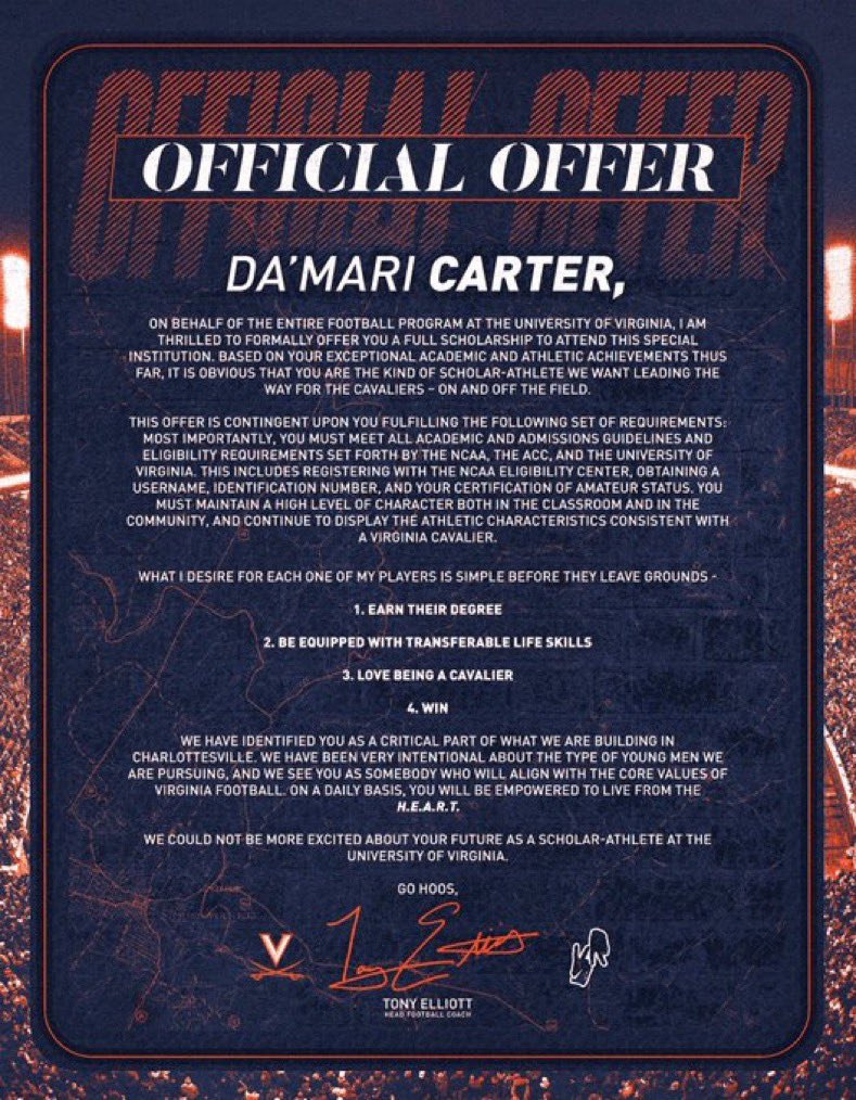 “D1” (@damari_carter) on Twitter photo Blessed to receive my official offer letter!! <a href="/coachmlew/">Coach Marcus Lewis</a> <a href="/RecruitingVHSFB/">Varina HS Football Recruiting</a> <a href="/Coach_Mims2/">Adam Mims</a> <a href="/UVAFootball/">Virginia Football</a> <a href="/TalkUVasports/">The Cavalier Connection</a> <a href="/MccallShedrick/">Dr. Shedrick “Sheddy” McCall (RB Coach)</a> Blessed to receive my official offer letter!! <a href="/coachmlew/">Coach Marcus Lewis</a> <a href="/RecruitingVHSFB/">Varina HS Football Recruiting</a> <a href="/Coach_Mims2/">Adam Mims</a> <a href="/UVAFootball/">Virginia Football</a> <a href="/TalkUVasports/">The Cavalier Connection</a> <a href="/MccallShedrick/">Dr. Shedrick “Sheddy” McCall (RB Coach)</a>