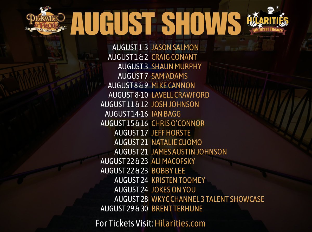 See who's performing at Pickwick &amp; Frolic this month!

🎟: hilarities.com/events