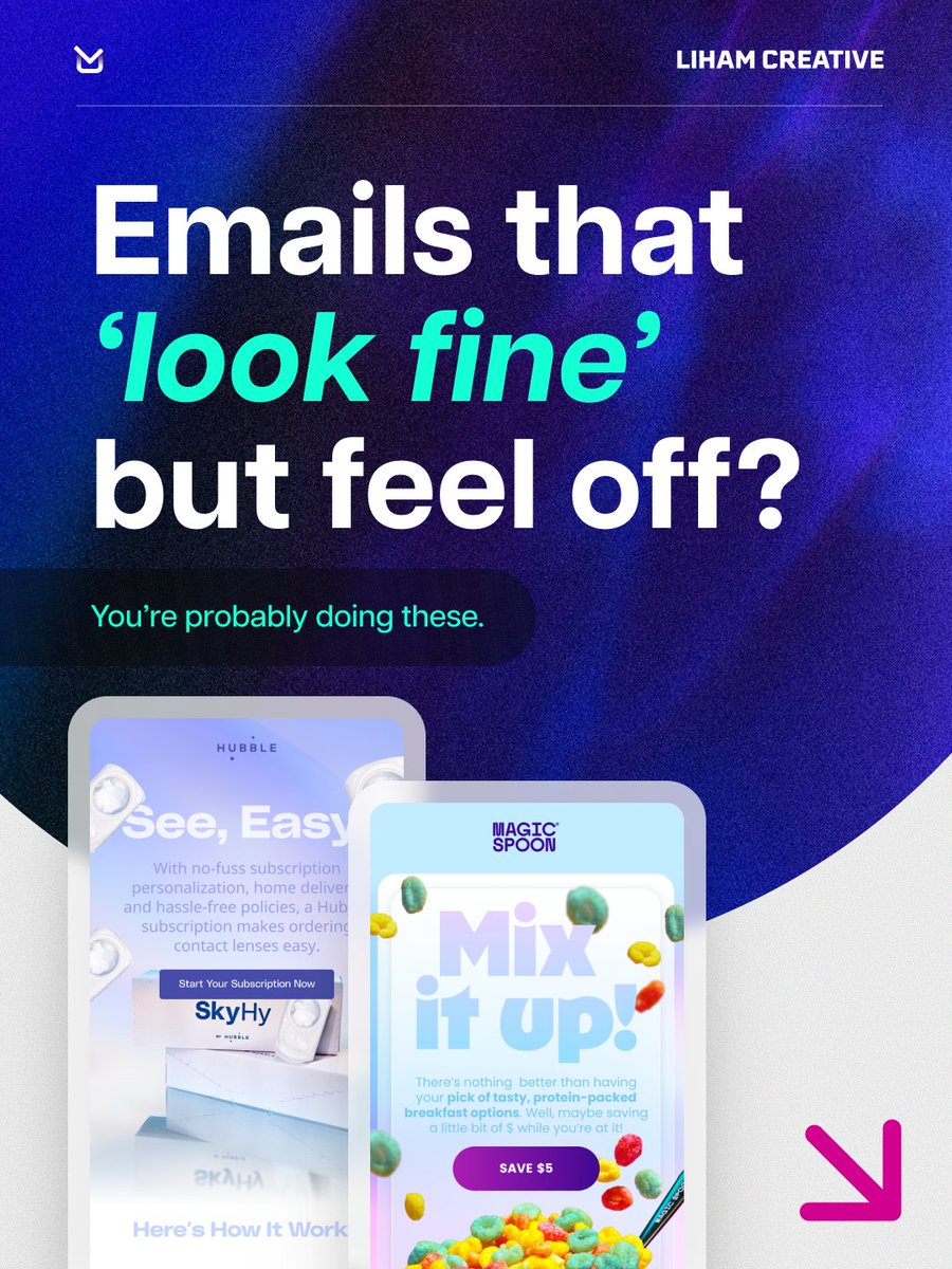 lihamcreative's tweet image. Cramming 10 fonts and 15 elements into one screen is not a good design strategy.

We made free templates to show you how it should look.

Reply “TEMPLATE” + RT (must be following) and we’ll send the Figma file.

#emaildesign #emailmarketing #ecommerce