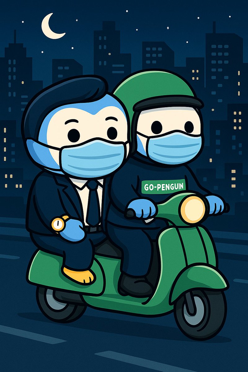 Richard9to5's tweet photo. Overtime again.
Left the office at 8PM, brain left at 4.
Now riding home with Go-Penguin, praying tomorrow's meeting gets "rescheduled."
Corporate life is wild.

#Richard9to5 https://t.co/6wDzZUcADw