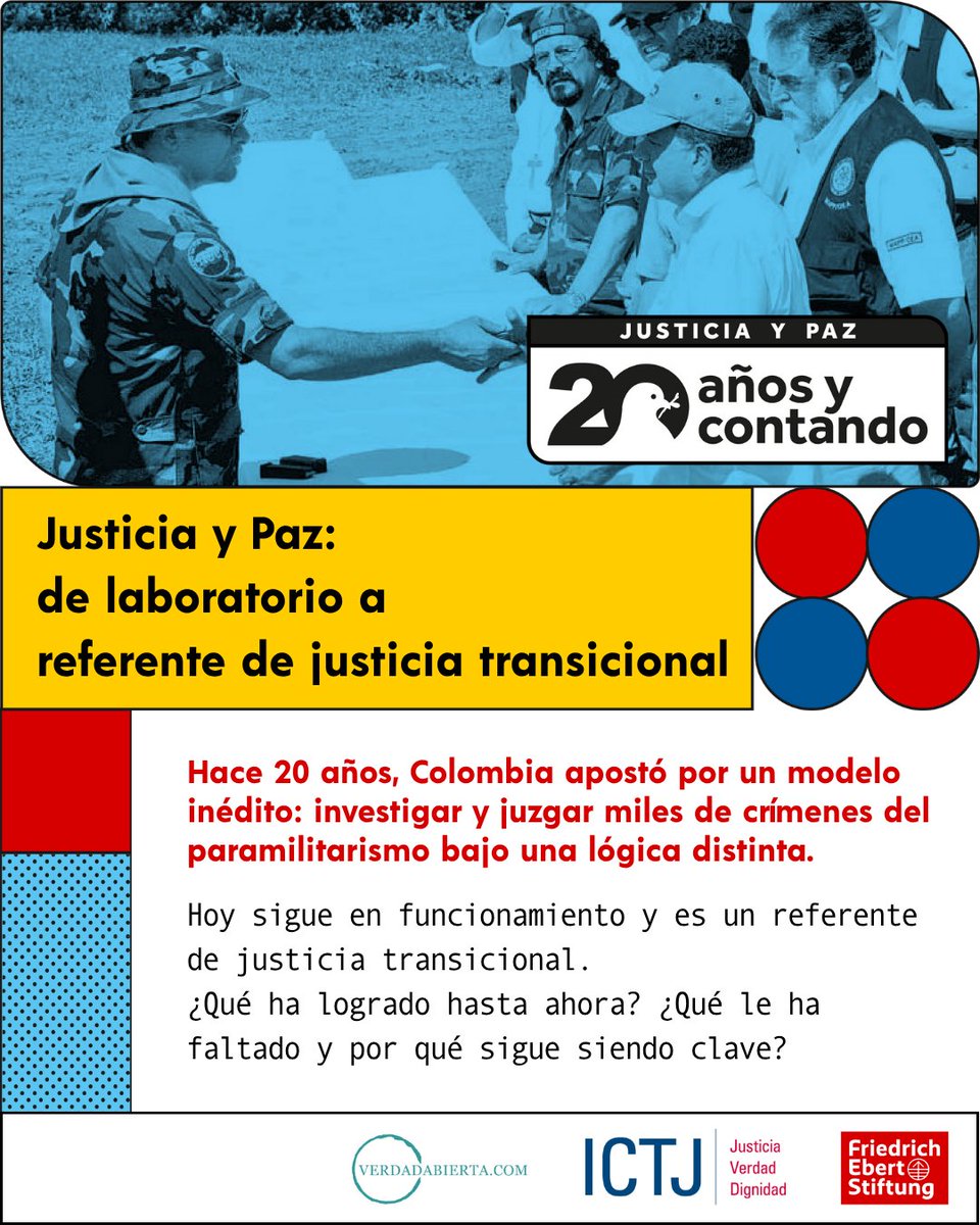 Verdad Abierta (@verdadabierta) on Twitter photo En alianza con <a href="/el_ICTJ/">El ICTJ</a> y <a href="/fundacionFESCOL/">Friedrich-Ebert-Stiftung en Colombia</a>, hoy iniciamos la publicación de este informe especial que hace un balance del primer proceso de justicia transicional de Colombia. Son cinco reportajes que se publicarán semanalmente. Aquí puede leer el primero: …cial-justicia-y-paz.verdadabierta.com/de-laboratorio… En alianza con <a href="/el_ICTJ/">El ICTJ</a> y <a href="/fundacionFESCOL/">Friedrich-Ebert-Stiftung en Colombia</a>, hoy iniciamos la publicación de este informe especial que hace un balance del primer proceso de justicia transicional de Colombia. Son cinco reportajes que se publicarán semanalmente. Aquí puede leer el primero: …cial-justicia-y-paz.verdadabierta.com/de-laboratorio…