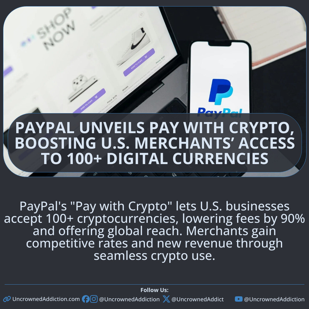 PayPal's "Pay with Crypto" lets U.S. businesses accept 100+ cryptocurrencies, lowering fees by 90% and offering global reach. Merchants gain competitive rates and new revenue through seamless crypto use.

#PayWithCrypto #CryptoCommerce #DigitalCurrencyRevolution
