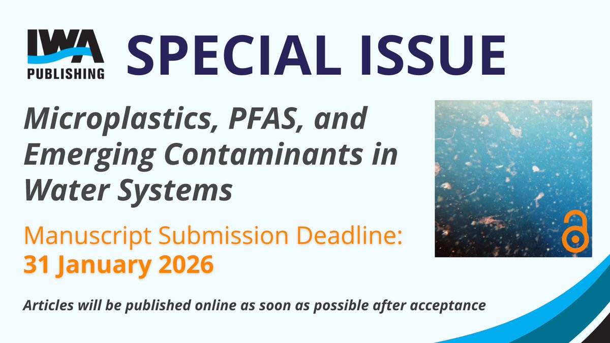 NEW #SpecialIssue on Microplastics, PFAS, and Emerging Contaminants in Water Systems; read the #CallforPapers and submit your research and join the leading water researchers in the field ➡️ iwaponline.com/wst/pages/si_m…

This Special Issue seeks to highlight multidisciplinary research