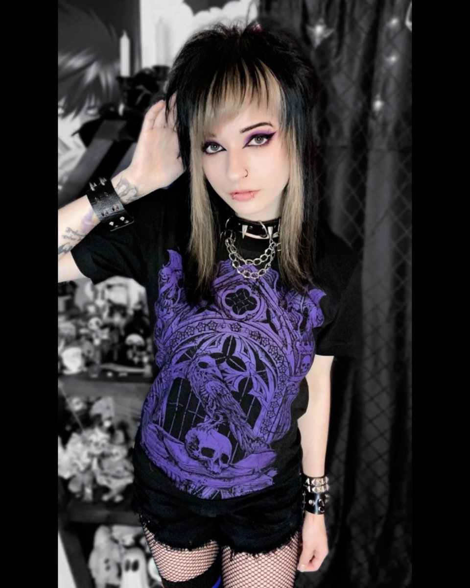 VampireFreaks's tweet photo. We love the way @raynetheraven rocking our Quoth The Raven T-Shirt in Purple - how would you style this shirt? 💀

#QuothTheRaven #Raven #GothFashion #AltStyle #VampireFreaks https://t.co/XVPeJGcoc6