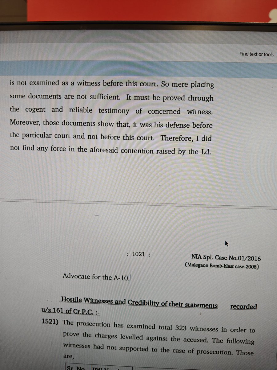Since so much is being made out of ex cop Mehboob Majawar claims on RSS chief, it's important to also see what the court noted on him in the #MalegaonVerdict 
Page No. 1018 to 1021 of the NIA court judgement.