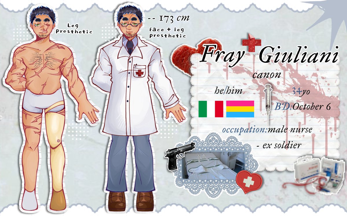 mikecitoss's tweet image. Fray Giuliani character sheets 𑁥౿ ⊹ ‧₊˚ #oc #octwt