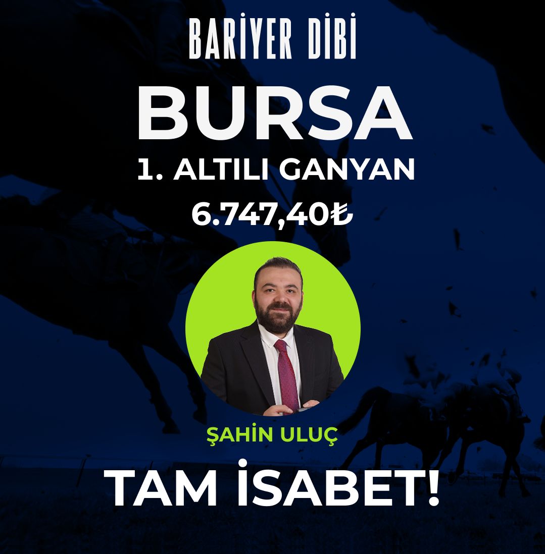 Yarıştayız (@yaristayiz) on Twitter photo 🚨 ⚠KAZANDIRDI⚠ 🚨
Şahin Uluç (<a href="/sahin_ulucc/">Şahin Uluç</a>)’un Bursa 1. Altılı Ganyan kurgusu tam isabet. 🎯 🔥
İkramiye: 6.747,40₺
Kendisini tebrik ediyoruz. 👏
🎬 #BariyerDibi her gün deneyimli moderatörleri ve uzman yorumcularıyla #Yarıştayız kanalında! 🚨 ⚠KAZANDIRDI⚠ 🚨
Şahin Uluç (<a href="/sahin_ulucc/">Şahin Uluç</a>)’un Bursa 1. Altılı Ganyan kurgusu tam isabet. 🎯 🔥
İkramiye: 6.747,40₺
Kendisini tebrik ediyoruz. 👏
🎬 #BariyerDibi her gün deneyimli moderatörleri ve uzman yorumcularıyla #Yarıştayız kanalında!