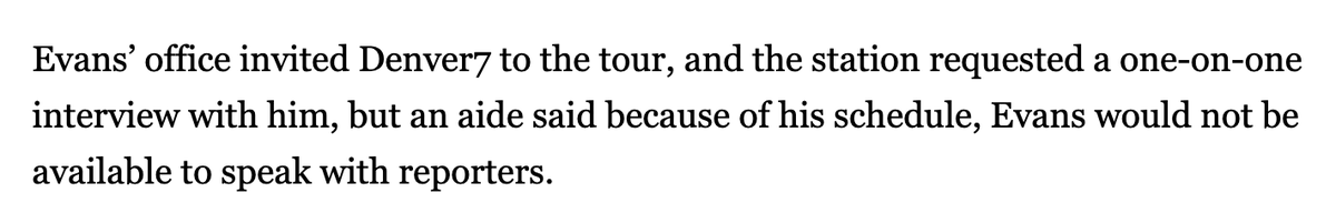 Evans is still refusing to grant interviews to all but the friendliest right-wing outlets. It's gonna be a long August recess: denver7.com/lifestyle/educ…