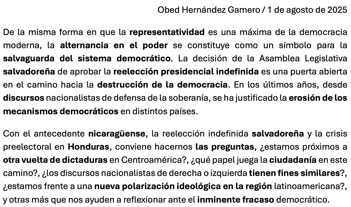 ObedGamero's tweet photo. Reelección presidencial salvadoreña y crisis preelectoral en Honduras https://t.co/jtWWD2d8nF