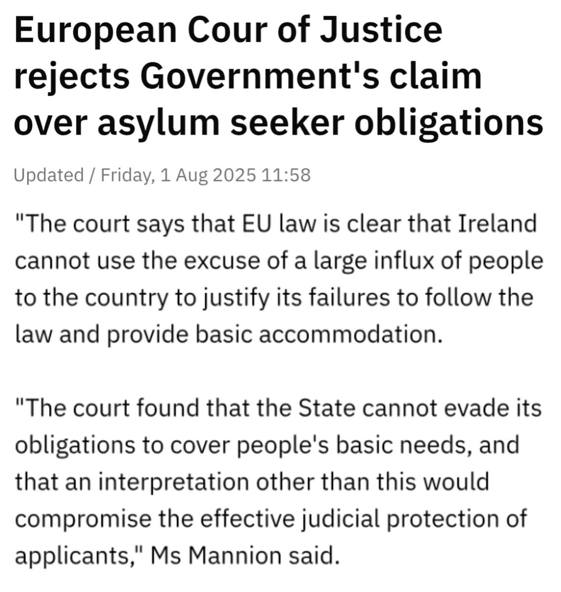 MickOKeeffe's tweet image. 🚨 BREAKING! 

EU courts have ruled that Ireland does have an obligation to provide housing to asylum seekers! 

This comes a day after Irish courts ruled that we have no such obligation. 

The EU should have absolutely zero say over who is entitled to housing in Ireland!…
