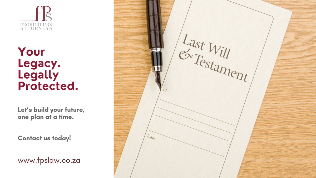 Secure Your Legacy—Start Today. 📜

FPS Attorneys helps you protect your assets, appoint guardians, and ensure your wishes are honoured.

Let’s build your future, one plan at a time.

📅 Book your estate consultation now.
🔗 fpslaw.co.za

#WillsAndTrusts #FPSAttorneys