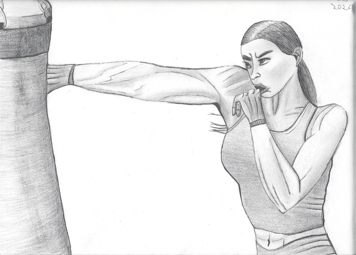 STL_Encore's tweet image. Inspired by my thriller I&apos;m shopping, here&apos;s an anatomy study I did.

Though she may have been hitting an extra set of shoulder press with that punching arm.

#Practice #Pencildrawing #fridaymorning #drawing