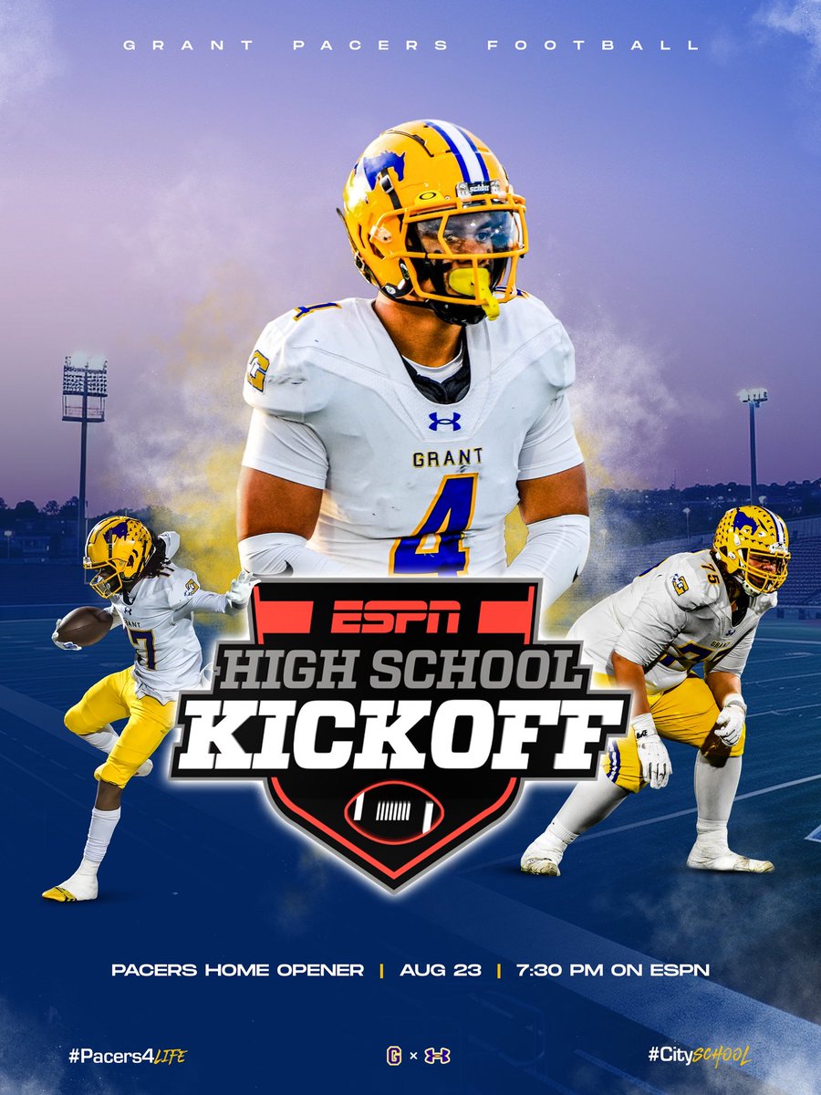 The path to State starts in William Rutherford Stadium on Michael Alberghini Field, on an ESPN national televised game. <a href="/grant_union/">GHSpacersFootball</a> #Pacers4Life #CitySchool 🐎🏈🏟️💯