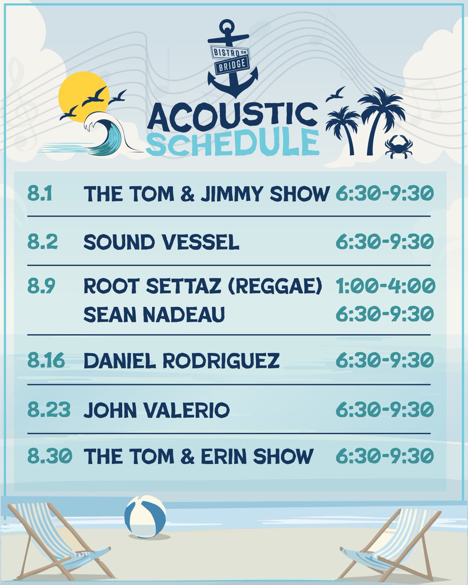 BistroonBridge's tweet photo. New Music Schedule kicks off today with the triumphant return of the Tom &amp; Jimmy Show (6:30-9:30PM). 😅 🤘 🎤
 
#BistroOnBridge  #SummerVibes #LiveMusic #AcousticNights #MusicSchedule #LocalEvents #MusicLovers https://t.co/YlIW5s7ACc