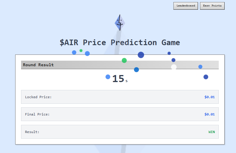 NeverForgettt_'s tweet photo. 🚀 JUST DROPPED: $AIR UP/DOWN Game!
It’s a lightning-fast 15-second prediction challenge.
Guess UP or DOWN and see if you’ve got what it takes!
Leaderboard’s coming soon—I’m still cooking it up.
Follow @Ethereum_OS for updates.
Play here: https://t.co/OLU6TCPnAt https://t.co/banGkbfk4D